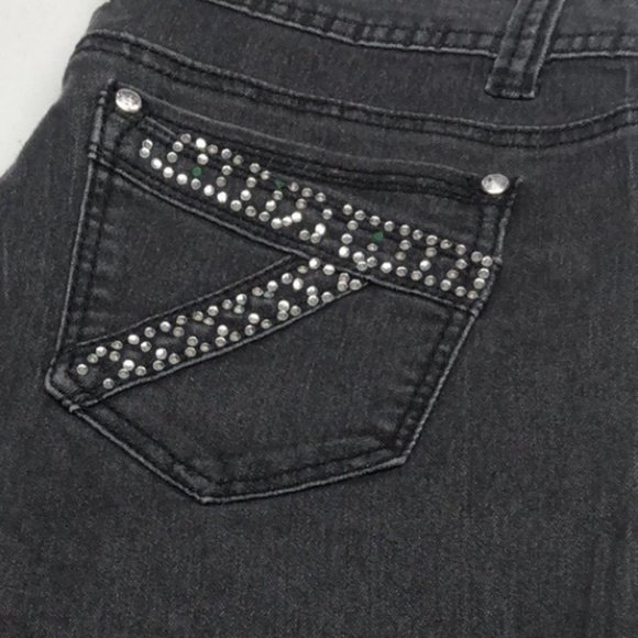 PREMIUM I&P FASHION BOOTCUT JEANS 11/31x32 BLACKWASH with CRYSTALS 💎 - Picture 4 of 15